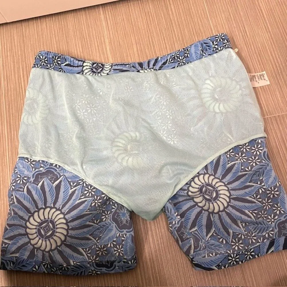Men's Tommy Bahama Floral Printed Swim Trunks Blue Size Large Pockets Beach